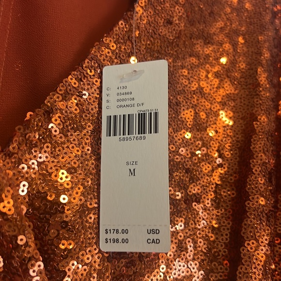 Anthropologie - Lizabette Wrap Dress -Orange Sequins - Picture 5 of 6